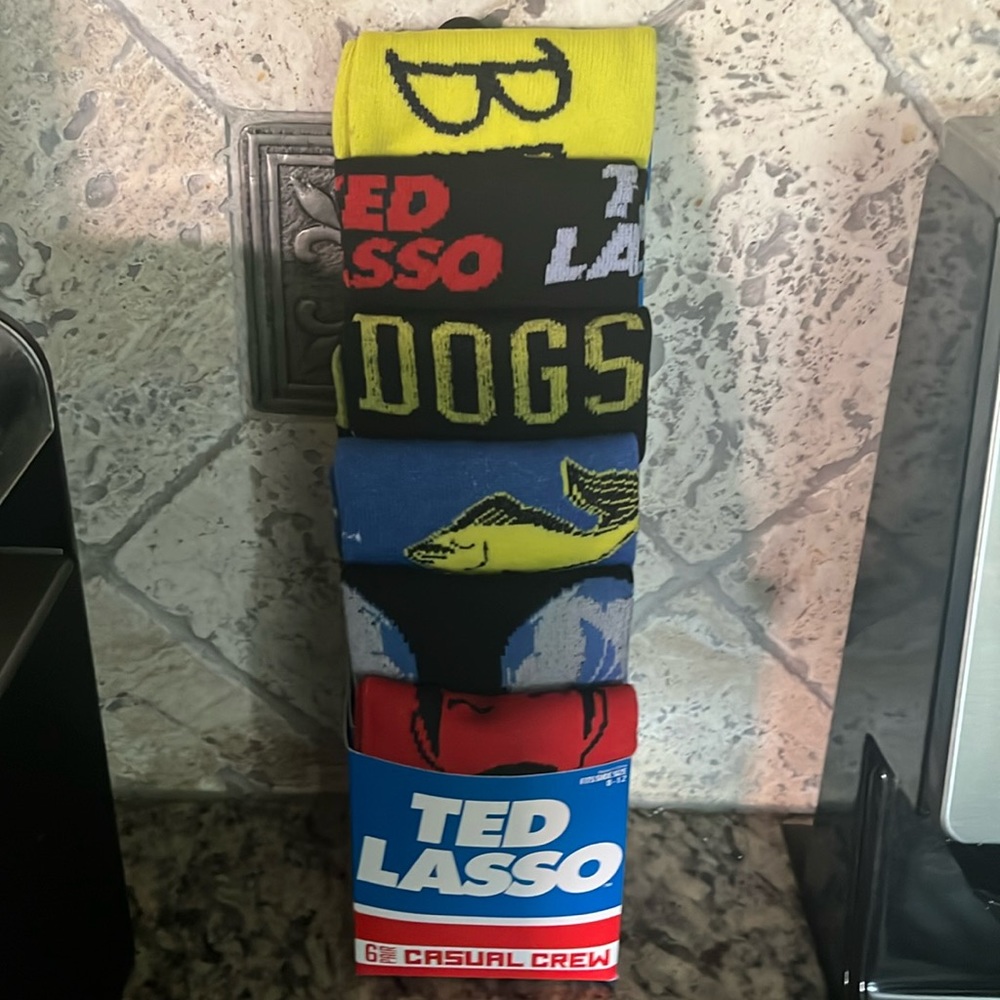 Ted Lasso six pair crew socks, new in package